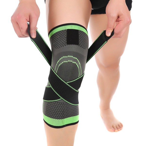 Knee Sleeve, Knee Pads Compression Fit Support -Knee Braces for Men and Women, Suitable for wearing all day, suitable for doing housework, weightlifting, basketball, running and other sports - Wear Anywhere - Single (Green, XXXL)