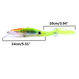 East Rain Squid Swimbait Hard Lures Lingcod Rockfish Saltwater Fishing Octopus Jig Head(5.51in/14cm,1.41oz./40g,6 Colors Option) (D 1pcs)
