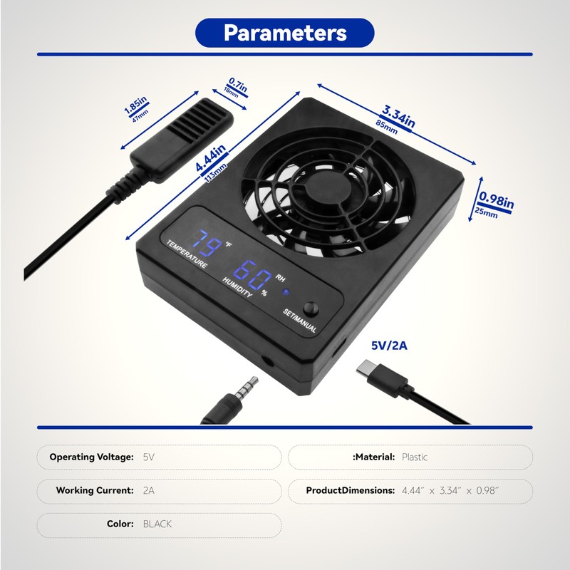 Dehumidifier for Rainforest Terrarium Vivarium,reptile tank fan,Ventilation Fan For Reptile