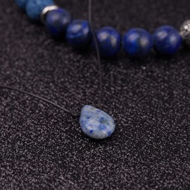 Lauren-Spencer Gemstone Necklaces for Women Dainty Turquoise Carnelian Amethyst Crystal Necklace Pendant on Adjustable Black Rope Cord Necklace for Women Crystals Healing Stones Jewelry Gift (Lapis Lazuli)