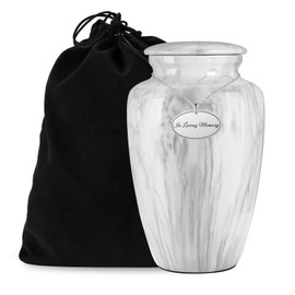 Abooxiu Cremation Urns for Human Ashes Adult Male Female, Large Keepsake Urns for Ashes, Burial Funeral Memorial Decorative Urns for Men Women Pets Dog Urn with White Marble Finish - Up to 200 lbs