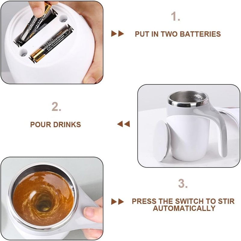 Qcwwy Self-Stirring Coffee Cup, USB Charging, Washable, Self-Stirring Cup for