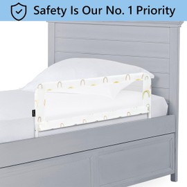Dream On Me Adjustable Mesh Bed Rail, Two Height Levels, Ready to Use, Compatible with Twin Size Beds, All Steel Construction, Equipped with Guard Gap, Durable Nylon Fabric Mesh, Rainbow Grey Print
