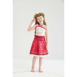 Disfraz de princesa Adventure Ocean para niñas, vestido de Halloween con collar y guirnaldas (2 a 3 años, rojo, sin advertencia)