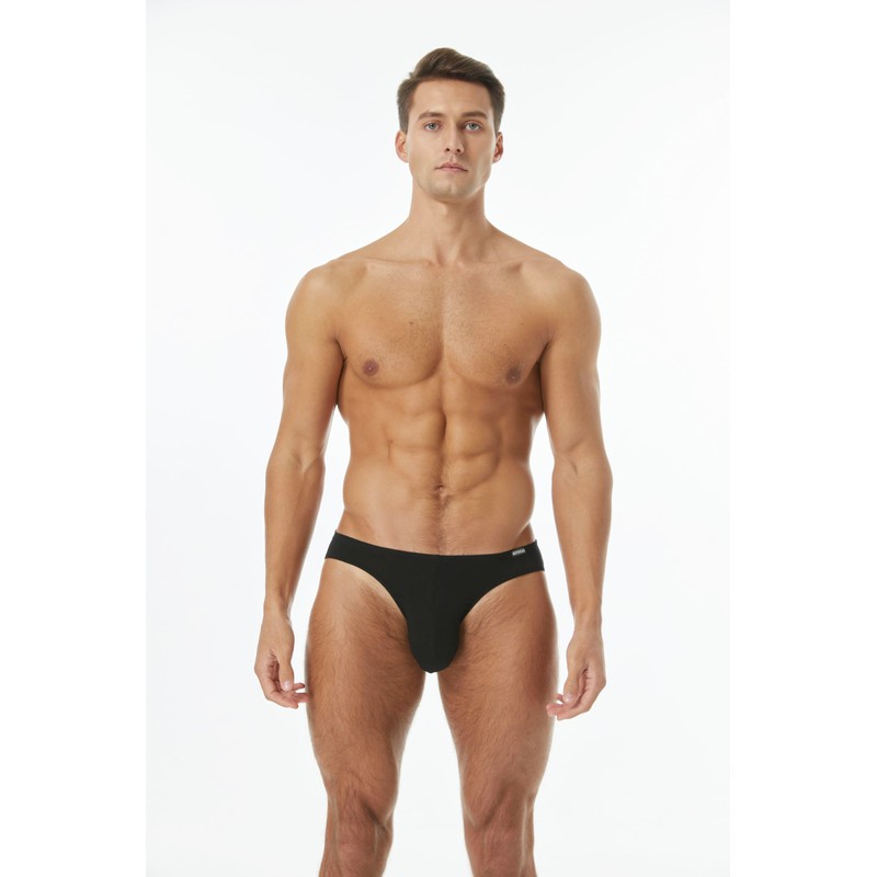 Mens Modal Briefs low rise Microfiber Bikini Underwear Black,Pack of