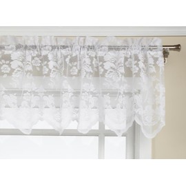 Lorraine Home Fashions Cenefa para Cortinas (152,4 x 45,7 cm), diseño Floral, Blanco, Valance 60" x 18", 1