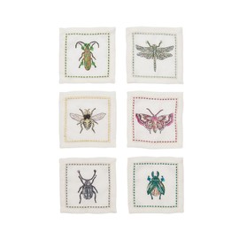 Kim Seybert Garden Party Cocktail Napkins in White & Multi, Set of 6