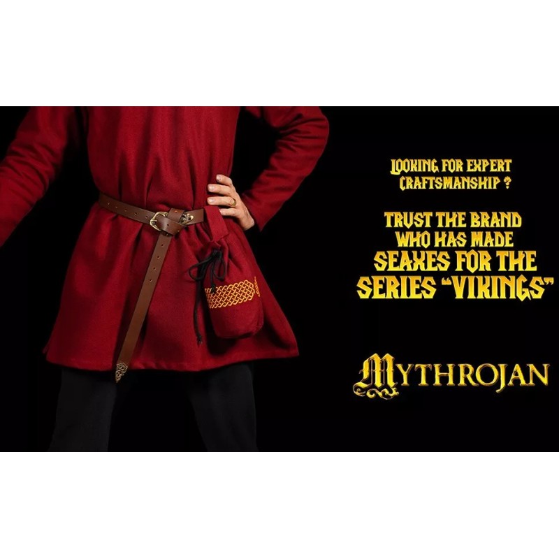 Mythrojan Medieval Belt Pouch Renaissance Drawstring Woolen Waist Bag Costume