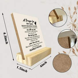 Prayer for Dad Wood Sign Gift, Gifts for Dad From Daughters Son, Plaque with Wooden Stand, Meaningful Wood Sign Plaque Gift, Wood Plaque Gift, Father’s Day Christmas Thanksgiving Birthday Gift A1