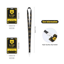 VIP Badge Lanyards and Plastic Pass Cards (25 pcs) - Reusable Temporary ID Pass for Office, School, Events PVC Plastic Security Cards for Exhibition Guest by OSTENBIG (Black Gold)