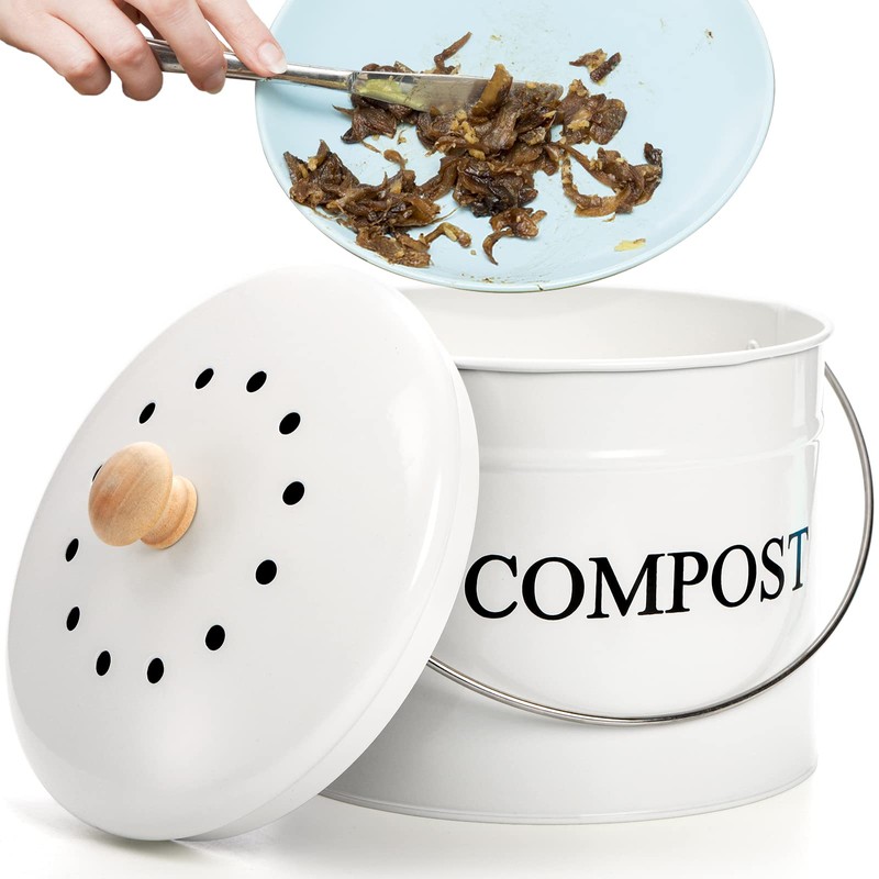AVLA Compost Bin Kitchen Countertop, 1 Gallon Composter Pail, Food