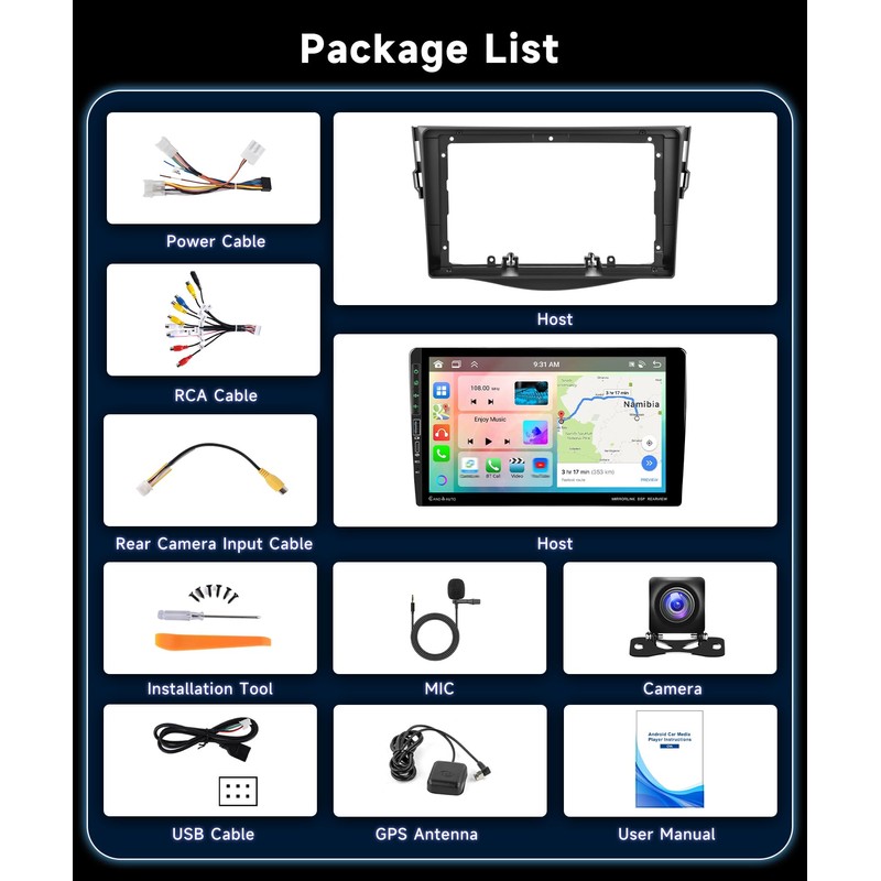 8Core 4G 64G Wireless Carplay Radio for Toyota RAV4 2007-2011
