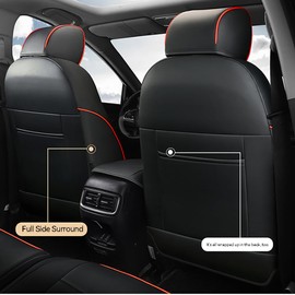 YAFYNTB Custom Fit CRV Seat Covers for Select Honda CRV 2023 2024 2025- Full Set,Leather (Red Check)