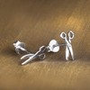 Scissor Stud Earrings in Nickel-Free 925 Sterling Silver with Butterfly