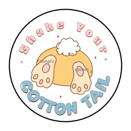 PartyMommy 30 SHAKE YOUR COTTON TAIL ENVELOPE SEALS STICKERS LABELS TAGS 1.5" ROUND EASTER