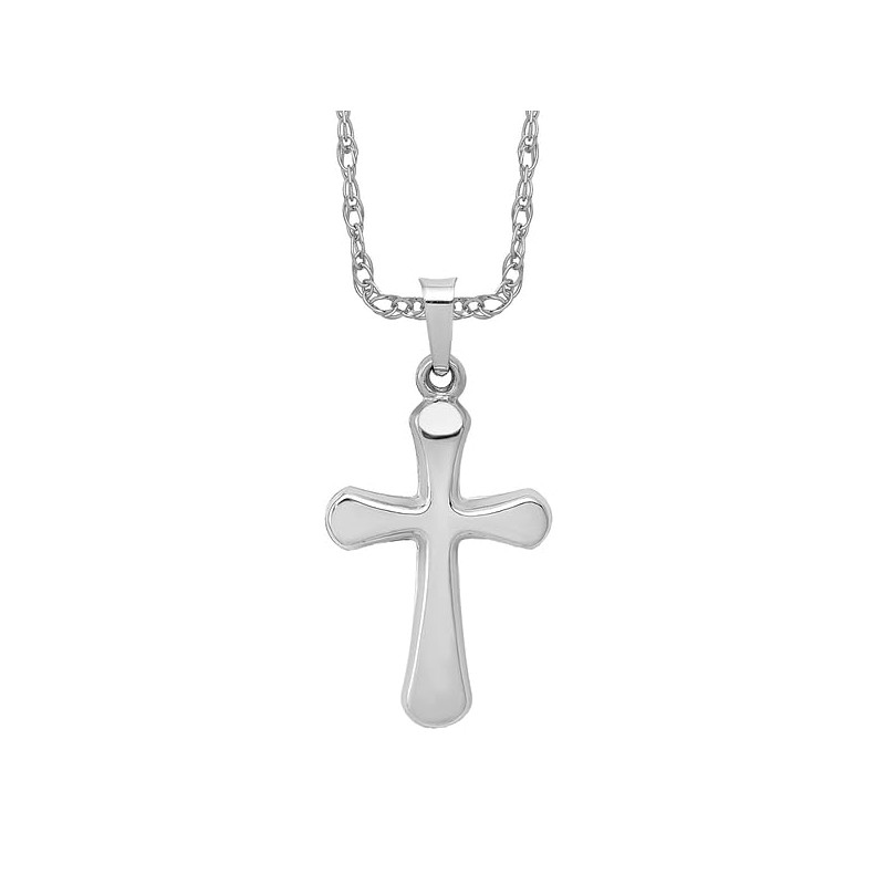 IceCarats 14K Solid White Gold Round Latin Mexican Holy Cross
