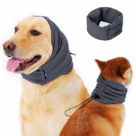 Dog Ear Muffs Noise Protection,Breathable Dog Head Wrap Ear Cover for Anxiety Relief and Calming,Quiet Ears for Dogs, Hat for Medium to Large Dogs and Cats,Gray L
