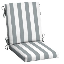 Arden Outdoor Dining Chair Cushion, 20 in x 20 in, Weather-Proof, Rain-Proof, Fade Resistant Patio Cushion for Patio, Dining, or Rocking Chairs 20 x 20, Stone Grey Cabana Stripe