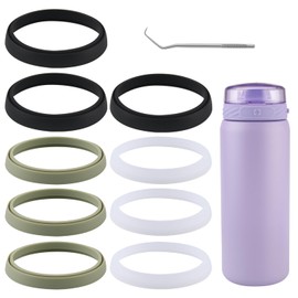 9pcs Rubber Gasket for Ello Cooper Stainless Steel Water Bottle,Seal Gasket for Ello Cooper 18oz/22oz/32oz/40oz Bottle Leak Proof Insulated Travel Tumbler (9, Army Green/Black/White)
