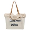 Canvas Beach Bag Fringe Summer Shopper Travel Tote Large Weekend