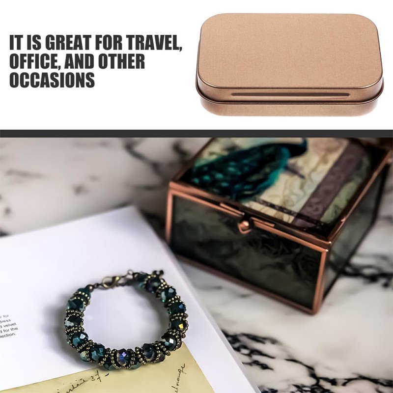 FELTECHELECTR 10pcs Mini Rectangular Tinplate Tin Boxes With Lids Metal