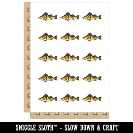Realistic Yellow Perch Striped Fish Temporary Tattoo Water Resistant Fake Body Art Set Collection - 15 2" Tattoos (1 Sheet)