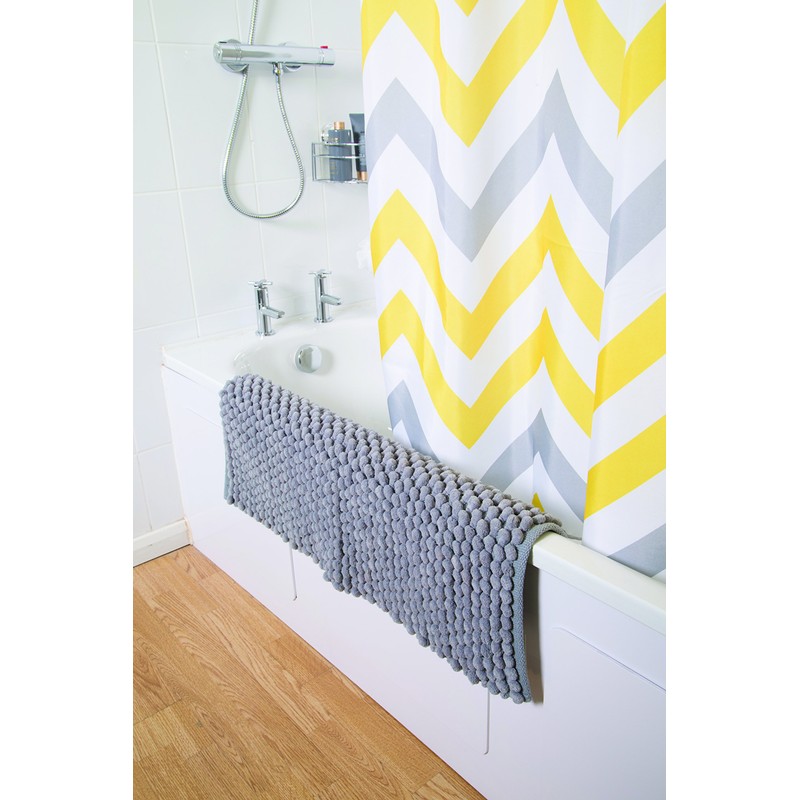 Croydex Yellow & Grey Chevron Textile Shower Curtain with Hygiene