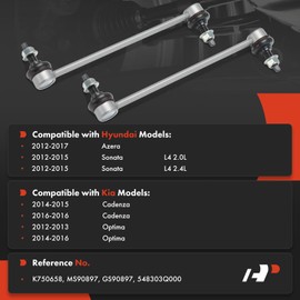 A-Premium 2 x Front Sway Bar Links Stabilizer Bar Links, Compatible with Hyundai Sonata 2012-2015, Azera 2012-2017 & Kia Optima 2012-2016, Cadenza 2014-2016