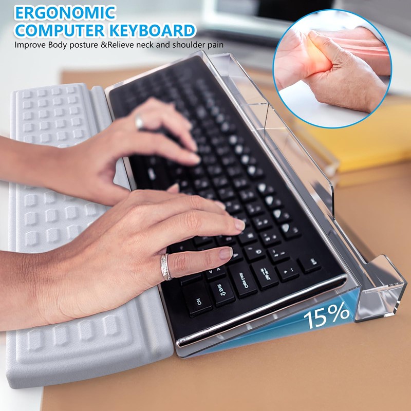 Laokiiy Keyboard Riser,Computer Stand Acrylic Tilted Holder for Easy Ergonomic