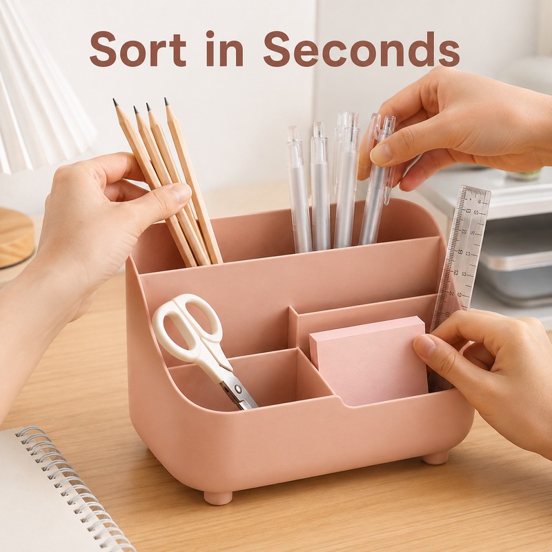 5-Section Office Desk Organizer for Stationery - Large Capacity Desktop