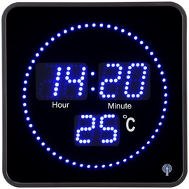 Lunartec Radio-Controlled Clocks: Flat LED Radio Table and Wall Clock, Temperature Display, Blue LEDs (Radio Clock, Digital Wall Clock, Through)