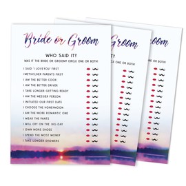 Inkdotpot Funny Rehearsal Dinner Who said it Question Bridal Shower Engagement Party Game Ideas Nature 50-Pack He Said She Said Cards For Couples