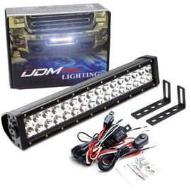 iJDMTOY Lower Grille Mount LED Light Bar Compatible with GMC 2015-2019 Sierra 2500 3500 HD, Includes (1) 96W High Power LED Lightbar, Lower Bumper Opening Mounting Brackets & On/Off Switch Wiring Kit