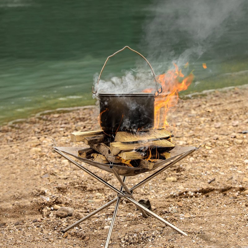 Outdoor Fire Pit, Portable 22 Inch Upgrade Foldable Stainless Steel