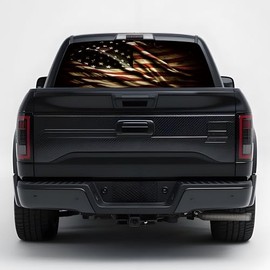 Calcomanías de ventana trasera para camionetas, 65 x 22 pulgadas, calcomanía de bandera estadounidense que se adapta a la mayoría de camionetas y SUV, gráficos de vinilo para ventana trasera para decoración personalizada
