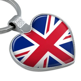 United Kingdom Great Britain Union Jack Country Flag Keychain Heart Love Metal Key Chain Ring