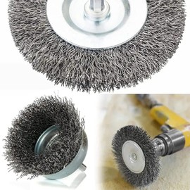 KJKVIVH 8 Piece Wire Brush Wheel Cup Brush Set 1/4Inch Hex Coarse Crimped Carbon Steel Wire Wheel for Rust Removal