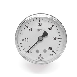 EMPEO by Messbo Pressure Gauge, NG 63 0-60 bar, 63 mm Diameter, G1/4 Inch Connection at the Rear, Tube Spring Manometer, Steel Housing