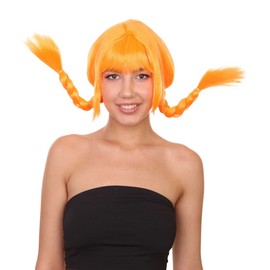 HPO Bavarian Girl Double Braided Wig, Multiple Color Option, Breathable Capless Cap, 100% Cruelty Free, Premium Handcrafted Wig, Designed for comfort fit, flame retardent synthetic fiber (Orange)