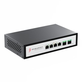 XikeStor 6-Port 2.5G Ethernet PoE+ Switch, 4X 2.5GBase-T PoE+ Ports, 2X 10Gbps SFP+, 75W IEEE802.3af/at Unmanaged 2.5Gb PoE Network Switch, Ethernet Hub, Metal Casing, Desktop/Wall-Mount