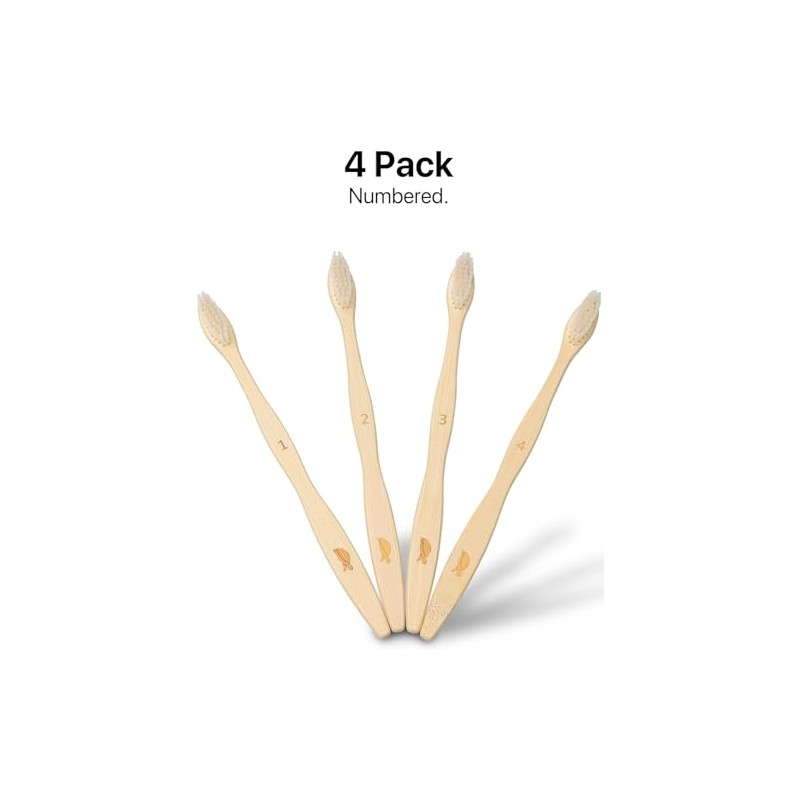 Sea Turtle Plant-Based Bristles, Bamboo Toothbrushes, Soft Natural Toothbrush for