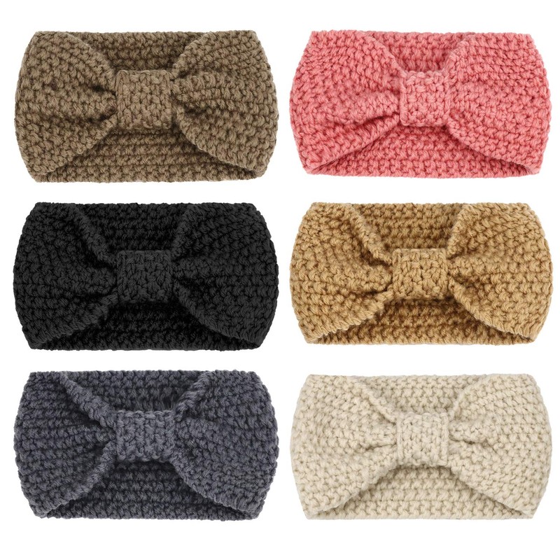 DRESHOW Pack of 6 Women's Winter Crochet Headbands, Knitted Headband,