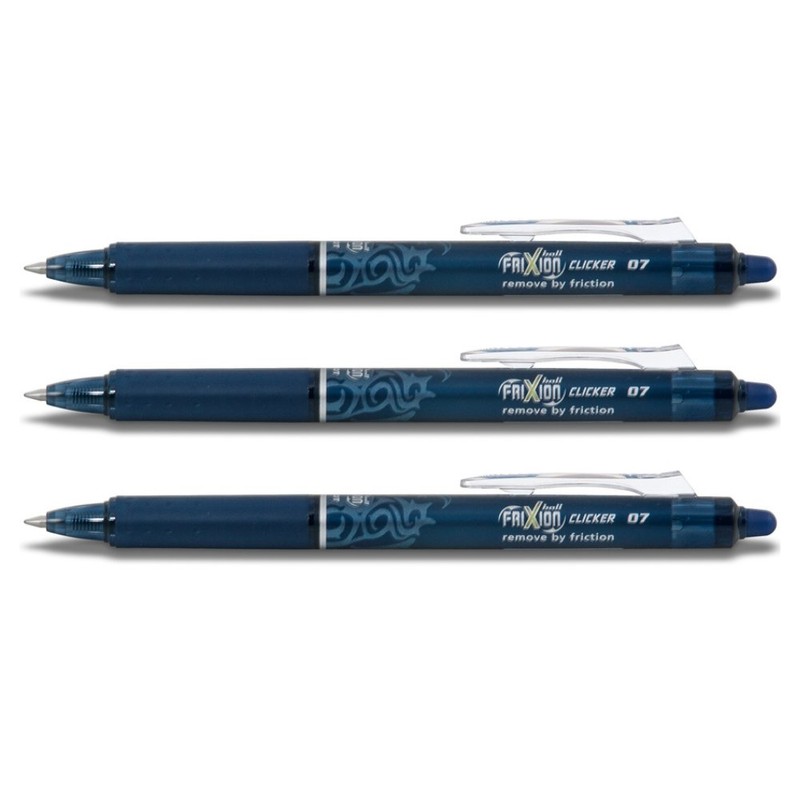 Pilot FriXion Clicker 0.7 Set of 3 Blue / Black