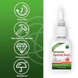 Viomis 30g Ceramic Glue, Instant Ceramic Super Glue for Porcelain and Pottery Repair, Fast Drying | Heat Resistant | Waterproof Strong Adhesive for Bonding Ceramic, Dishes, Tiles, DIY Crafts