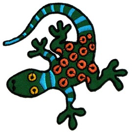 Salamander Lizard Reptile Patch for Iron-On or Sew On Clothes Embroidered Iron-On Patch Applique Geko Gecko Patch Size 8.3 x 8.5 cm