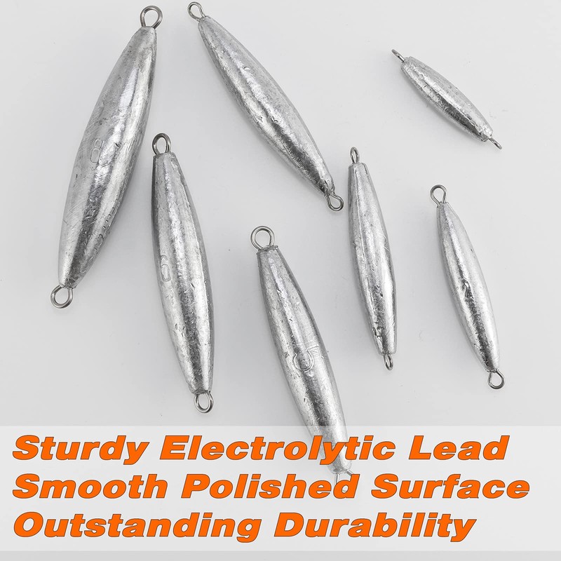 Dr.Fish 5 Pack Trolling Sinker Fishing Sinker Torpedo Lead Double