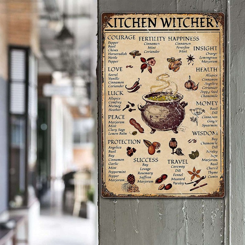 TRITXIY Kitchen Witchery Poster,Tin Signs 1 Pieces Reproduced Vintage, Retro