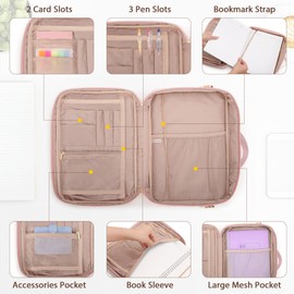 Prokva Journal Cover Bag, Journaling Supplies Storage Bag Carrying Case, Travel Organizer Holder for A5 B5 Planner and Notebook, Pink