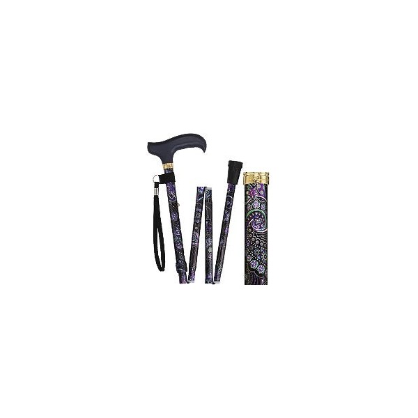 Purple Majesty Folding Adjustable Designer Walking Cane with Engraved Collar