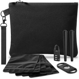 Unbranded 5-Layer Deodorant Bag Set(5 Frosted Self-sealing Bags+Cigar Cutter+Conical Tube)